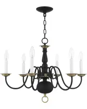 Livex Lighting 6-Light Black With Antique Brass Accents Chandelier