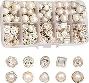 Yuiturt 100PCS Pearl Buttons - Pearl Rhinestone Buttons Fancy Buttons Vintage Buttons Square Pearl Buttons, Antique Buttons Assorted Styles for Sewing Crafts Decorative Shirts Sweaters Cardigans