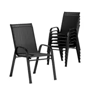Set of 6 Outdoor Stackable Chairs Black