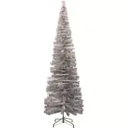 10FT Silver Pencil Christmas Tree Retro Tinsel Style XMASS Holiday Base Included