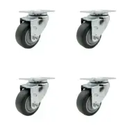 3 Inch Thermoplastic Rubber Wheel Swivel Top Plate Caster Set Service Caster