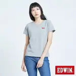 新品↘EDWIN 基本款植絨LOGO 短袖T恤-女款 麻灰色