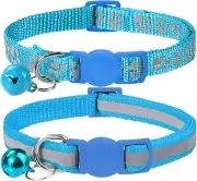 Kitten Collar Breakaway with Bell 2 Pack Girl Boy Pet Kitten Collar Adjustabl...