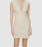 $395 Aidan By Aidan Mattox Women's Beige Open Back Lace Sheath Dress Size 10