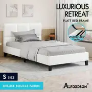 ALFORDSON Bed Frame Single Size Wooden Platform Mattress Base Boucle Fabric