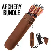 Archery Handmade Leather Quiver Brown Traditional Quiver Hunting Quiver & String