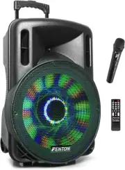 Fenton FT15LED PA Speaker Portable Led/Microphone/Remote Karaoke 15" 800W W/B...