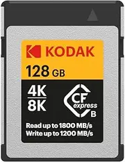 Kodak CFexpress Type B 128GB Memory Card with 1800MBps Read and 1200MBps Write (EKMCFX128GK)