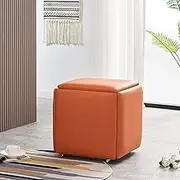 5 in 1 Nesting Ottoman Cube Chair, Stackable Stools,Nesting Ottoman Cube Chair, Stackable Stools, Leather Square Ottoman Bench, Foot Stool with Wheels for Bedroom Living Room,Dining Room, Ottoman