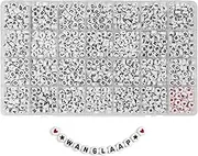 WangLaap 1450Pcs Acrylic 4x7mm Round Beads Kits Alphabet Letters A-Z and Red Heart Black Star Beads for Bracelets Necklaces DIY Jewelry Making
