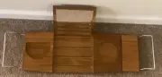 Bed Tray Makeup Table Bathtub Caddy Stand drink holder With mirror & Extending S