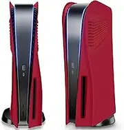 SIKEMAY PS5 Console Cover Plates for Disc Edition, PlayStation 5 Accessories Covers Faceplate Custom Hard Shockproof with Cooling Fan Vents Dust Protective ABS Skins Shell Side Panels - Cosmic Red