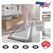 Non-Slip Microfiber Bath Runner Rug - 24''x43'' in Light Grey, Absorbent Style