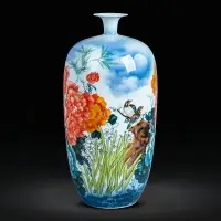 在飛比找樂天市場購物網優惠-景德鎮陶瓷器手繪花瓶花開富貴瓷瓶落地大號客廳家居電視柜裝飾品