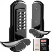 Mechanical Door Lock with Handle, Left Handed Keyless Entry Door Lock with Ke...