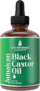 Hair Thickness Maximizer 100% Organic Cold-Pressed Jamaican Black Castor Oil, Unscented, Thickening Hair, Eyelashes, Eyebrows, For Men + Women