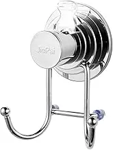 JiePai Suction Cup Towel Hook,Chrome Towel Hook Holder for Bathroom/Kitchen/Door,Stainless Steel Towel Rack Organizer for Towel, Bathrobe,Loofah,Coat,Bags (Suction Cup Towel Hook-Chrome, 1 Pack)