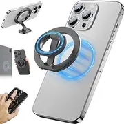 T Tersely Dual-Side Magnetic Ring Holder for Magsafe, 2025 Upgraded 360° Removable Gym Phone Grip with Kickstand for iPhone 16/15/14/13/12/11 Series & Android, Black