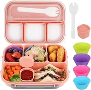 [MaMix] Bento Lunch Box for Kids, Lunch Containers for Adults/Kids/Students,1300ML-4 Compartment Bento Box for Kids (pink)