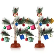 2 Sets Christmas Tree Plunger Funny Gag Gift Exchange White Elephant Presents...