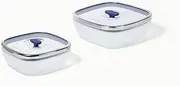 Anyday Microwave Cookware Set 2-Piece, Glass, Microwave Safe, Steamer & Rice Cooker, Silicone & Stainless Steel, Blueberry