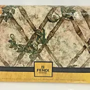 Vintage Fendi Queen Fitted Sheet Gazebo Pattern Bamboo Trellis Ivy Leaf