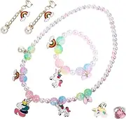[VALICLUD] Elegant Unicorn Jewelry Set Necklace Bracelet Earrings Beach Party Accessory