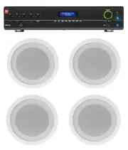 JBL Commercial 70v Amp+(4) White 5" Ceiling Speakers For Restaurant/Bar/Cafe