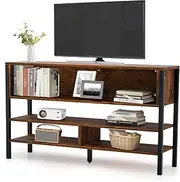 Modern TV Cabinet Stand for TVs Up to 55 Inches - Sturdy TV Console Table for Living Room & Bedroom, 3-Tier TV Cabinet with Storage Shelves, Brown