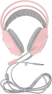 DOITOOL PC Headphones Wired Gaming Headset Computer Headset Wired Earphones Noise Cancelling Headphone Cat Ear Headset Head-Mounted Headset Headsets Head Phones Pu Quality Pink