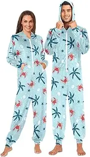 [Joisal] Colorful Reindeer Christmas Onesie Pjs with Zipper Onesie Men, Christmas Pajamas Onesie Small