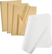 swikiyi 200 Sheets Tissue Paper Wrapping Paper Bulk for Weddings Birthday DIY Project Wrapping, Weddings, Holids, Crafts Decor 50 x 35 cm (Gold and White 100 Each)