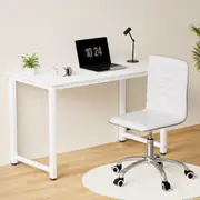 Artiss Computer Desk 120cm Executive Office Chairs Set PU Leather Low Back White