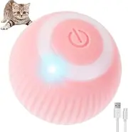 Interactive Smart Cat Toy Automatic Rolling for Indoor Pet Cat Ball Quiet Pet Toy Ball Automatic Moving Bouncing Ball Kitten Toy Rechargeable Silicone Premium Self Rotating Ball (Pink)