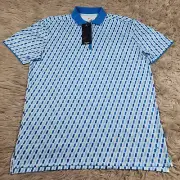 Head Golf Shirt Men's Size Large Blue White Short Sleeve Casual 1/4 Zip Adult