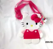 Unisex Hello Kitty 11" Pink Shirt Pattern Plush Shoulder Bag Purse Tote-New!