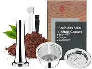 FOVNOT Stainless Steel Coffee Capsules, Reusable Espresso Capsules for K Fee Pods Refillable Coffee Capsule Filter with 30 mm Tamper and 1 Spoon 1 Brush