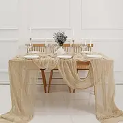 Boho Cheesecloth Table Runner Long Gauze Romantic Table Runner for Weddings, Bridal Showers, Baby Showers, Thanksgiving, Birthdays, Dining Room, Dresser, Fathe