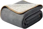 Waterproof Dog Blankets for Medium Large Pet, Washable Cat Blanket for Couch Protection, Sherpa Fleece Puppy Blanket, Soft Plush Reversible Throw Furniture Protector (Grey, 75 * 100 cm)