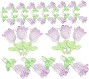 AUTSUPPL 30pcs Tulip Nail Charms Glow The Dark Resin Nail Decorations for Women Creative Manicure Supplies Durable and Easy to Use