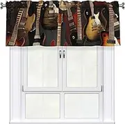 LHBWCVN Guitars Valances for Windows, Rod Pocket Window Treatment Drapes Farmhouse Kitchen Curtains Short Blackout Window Curtains for Living Room Bedroom Decor 54x18 Inch
