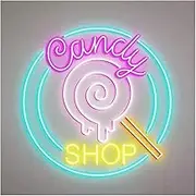 Sign Lamp "Candy Shop"Neon Sign Sweet Dessert Business Shop LED Lights Coffee Store Wall Art Decor Baby Bedroom 50cm(E)