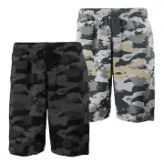 Men's Army Camo Elastic Waist Drawstring Fitness Fleece Gym Sweat Shorts