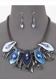 Blue Leaf Fashion Necklace Set