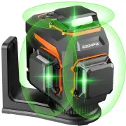 GOCHIFIX 3x360 12 Line 3D Self-Leveling Green Laser Level with Sharp 520 Laser Tube Rechargeable 5.2Ah Battery Pulse Mod