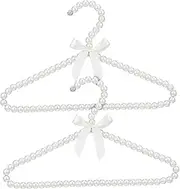Cabilock 2Pcs Clothes Hangers with Beaded Design Elegant Pearl Accented Laundry Hangers for Closet Organization Drying Safe for Delicate Fabrics Hangers