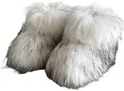 [Urmycos] Girls Winter Faux Fur Ankle Boots Fluffy Furry Flat Snow Boots
