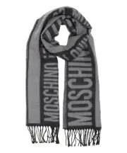 Moschino wool scarf women 30770M318516 Grey - Black shawl stole