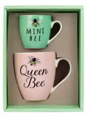 Queen Bee Mini Bee Twin Cup Gift Set Beautifuly Boxed | Perfect Gift for Mum or