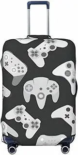 [CADREWY] Game Controller Print Travel Suitcase Cover Luggage Protector with Elastic Anti Scratch for Carry On, Black, Small
